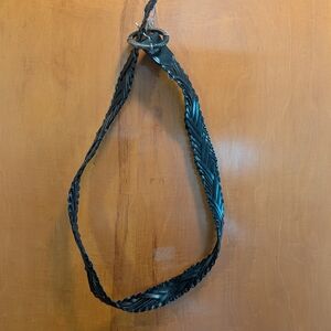 Woven Leather Black Women's Belt